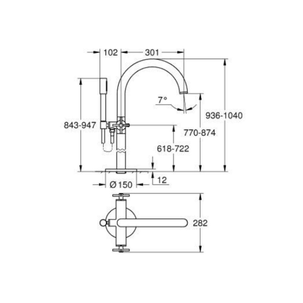 Vòi bồn tắm đặt sàn nóng lạnh Atrio GROHE 25272000 - Ảnh 3