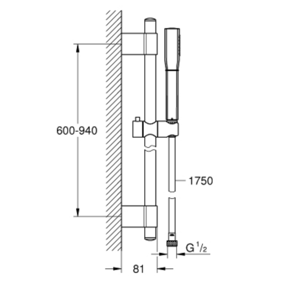 Bộ tay sen và thanh trượt sen tắm Grandera Grohe 26038000 - Ảnh 3