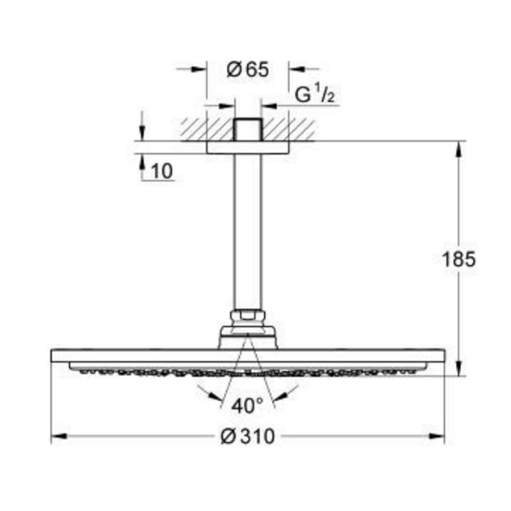 Bộ bát sen tắm gắn trần Rainshower Cosmopolitan 310 GROHE 26057000 - Ảnh 3