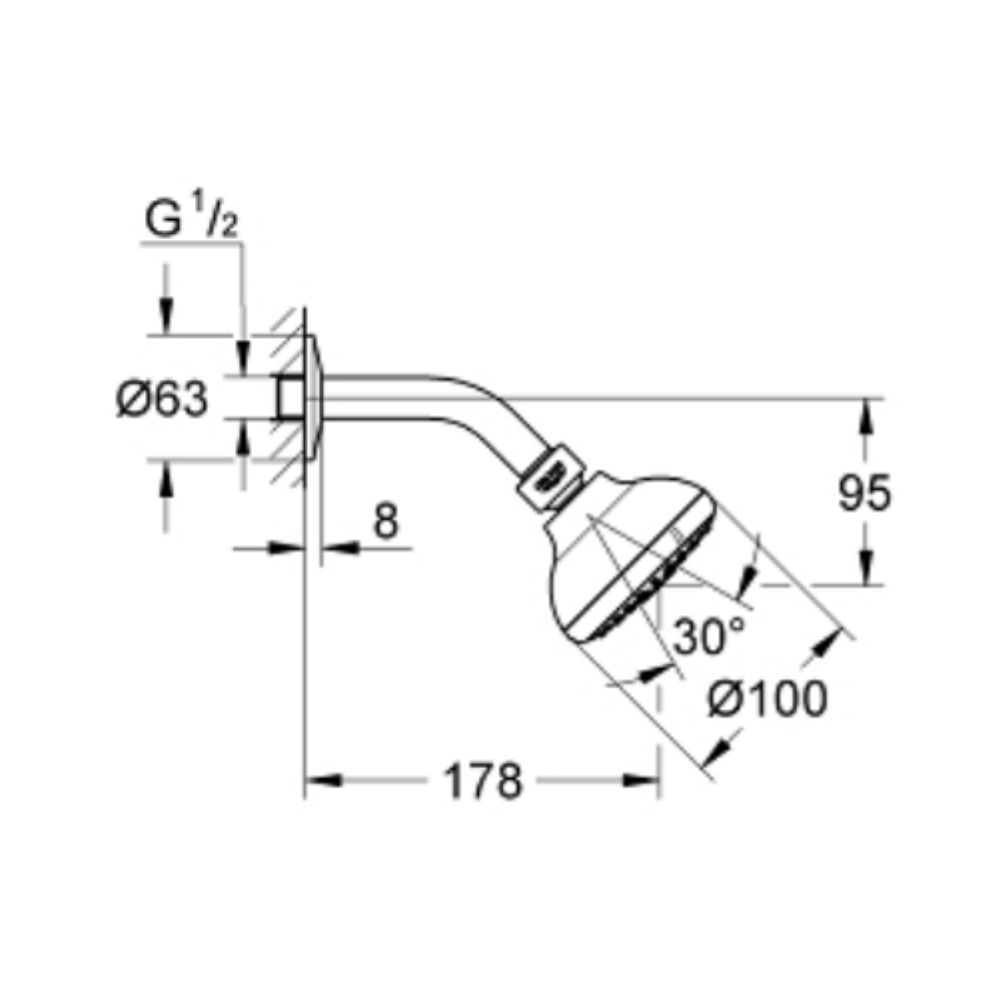 Bộ bát sen tắm gắn tường 3 chế độ Tempesta 100 GROHE 26088001 - Ảnh 3