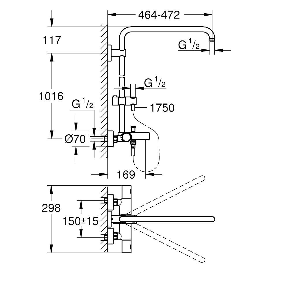 Thân sen cây tắm đứng nhiệt độ Euphoria Shower System GROHE 26243000 - Ảnh 3