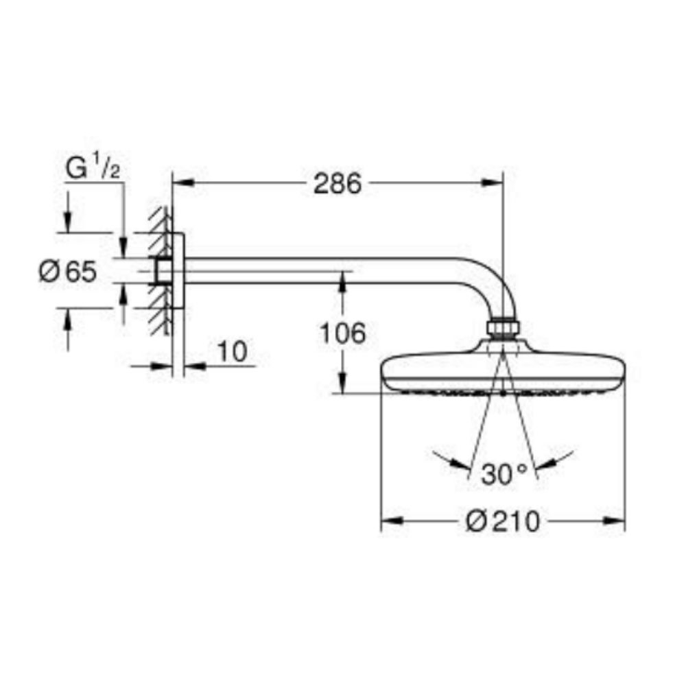 Bộ bát sen tắm gắn tường Tempesta 210 GROHE 26411000 - Ảnh 3