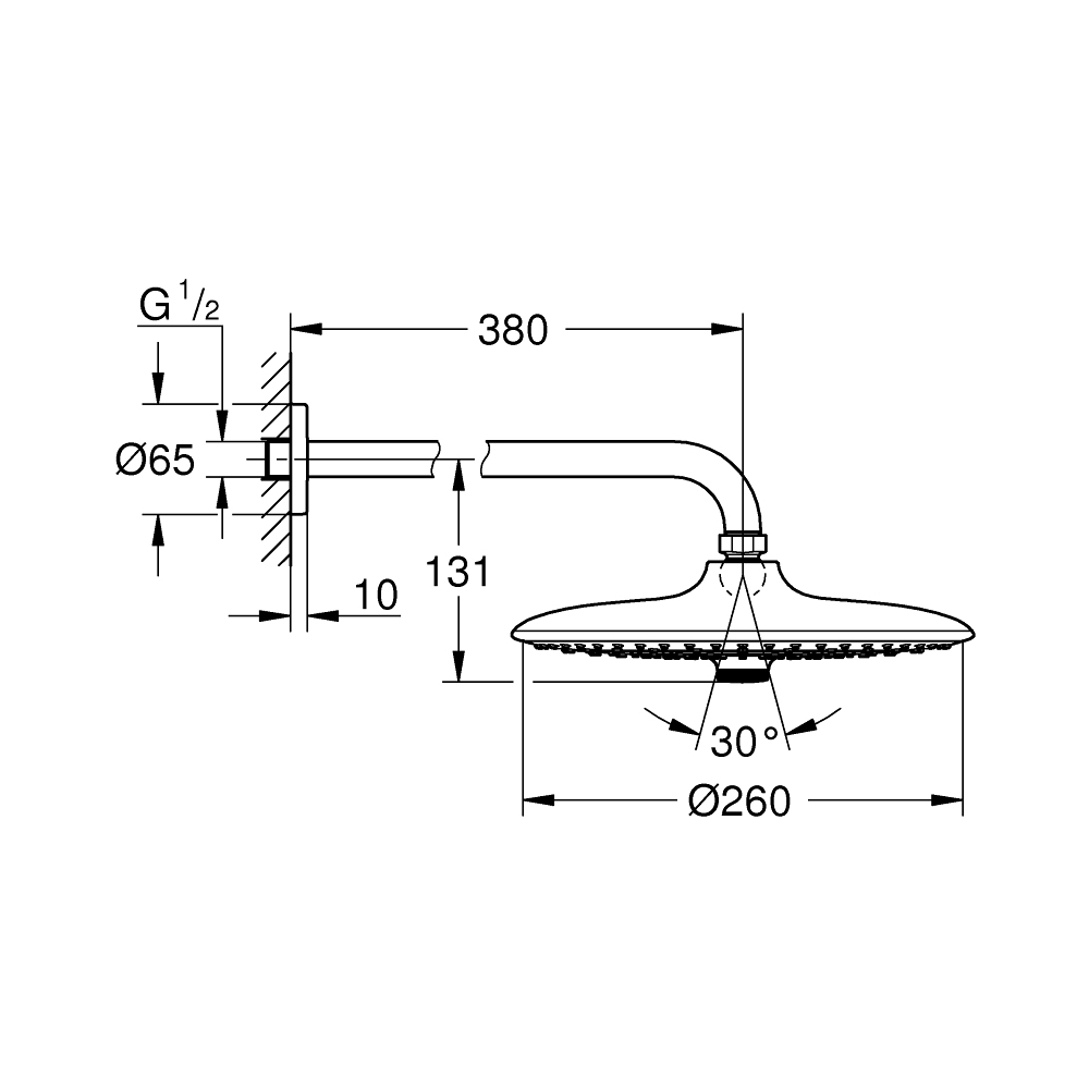 Bộ bát sen tắm gắn tường Euphoria 260 GROHE 26459000 - Ảnh 3