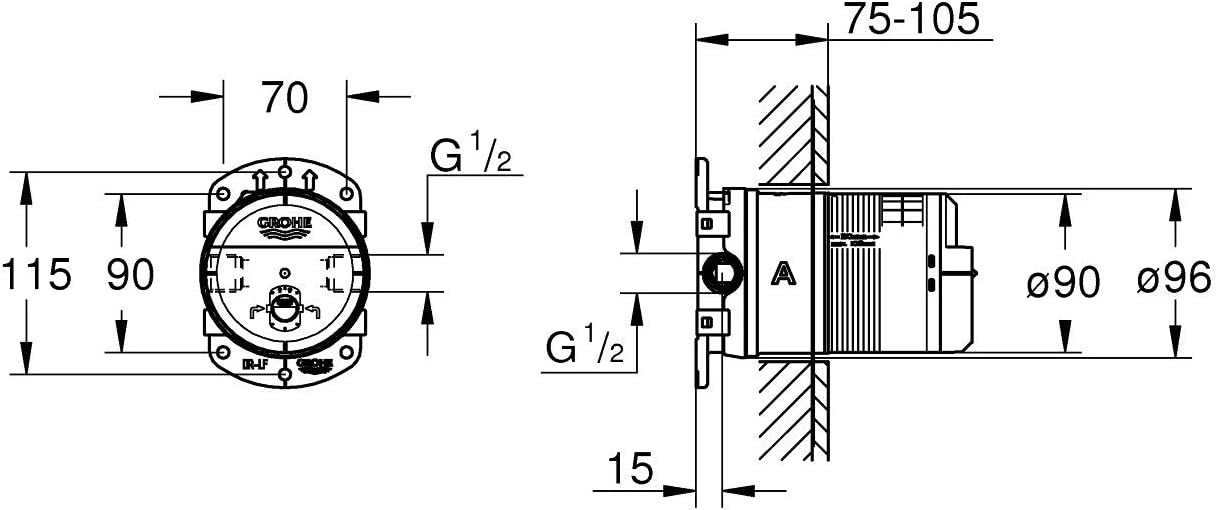 Bộ âm của bát sen trần Rainshower SmartActive GROHE 26483000 - Ảnh 8