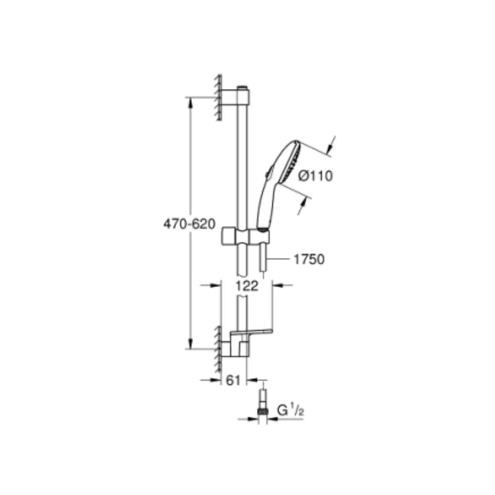 Bộ tay sen và thanh trượt sen 2 chế độ Tempesta 110 GROHE 26638003 - Ảnh 3