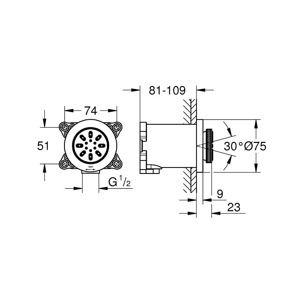Đầu sen tắm âm tường 2 chế độ Rainshower Aqua Body GROHE 26801000 - Ảnh 3