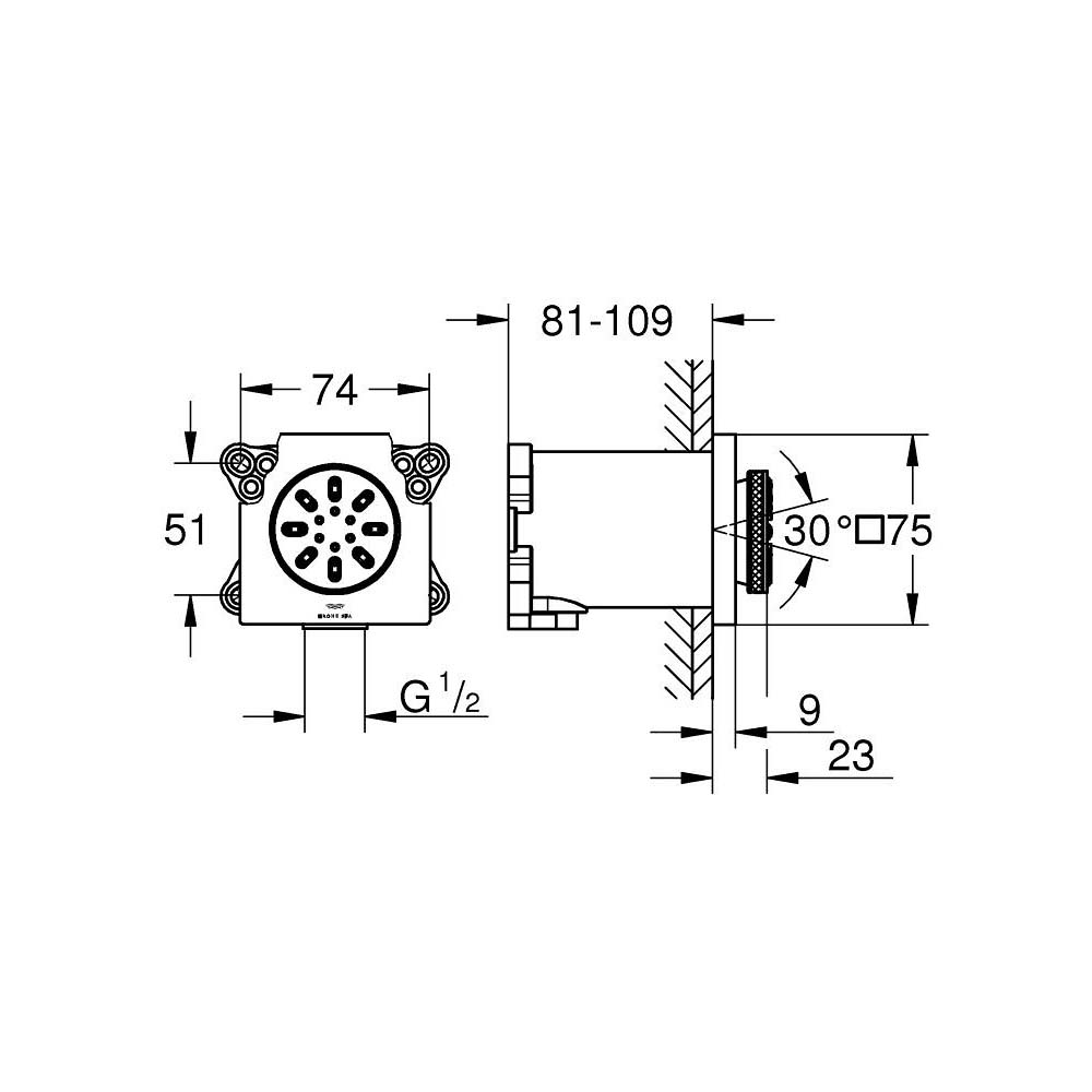 Đầu sen tắm âm tường 2 chế độ Rainshower Aqua Body GROHE 26802000 - Ảnh 3