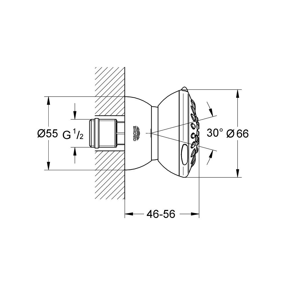 Đầu sen tắm âm tường 2 chế độ Relexa 65 GROHE 27067000 - Ảnh 3