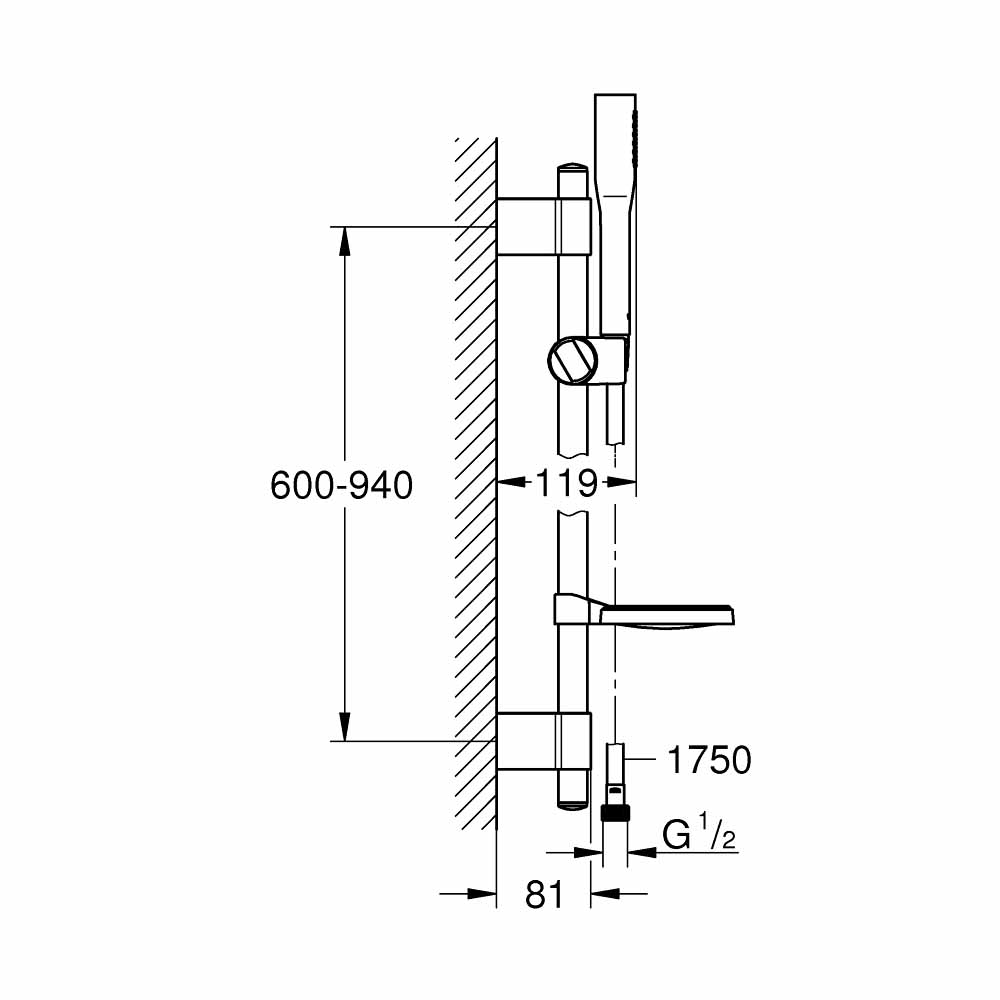 Bộ thanh trượt tay sen tắm Euphoria Cosmopolitan Stick GROHE 27368000 - Ảnh 3