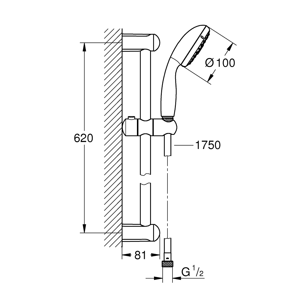 Bộ thanh trượt tay sen tắm 4 chế độ Tempesta 100 GROHE 27795001 - Ảnh 3