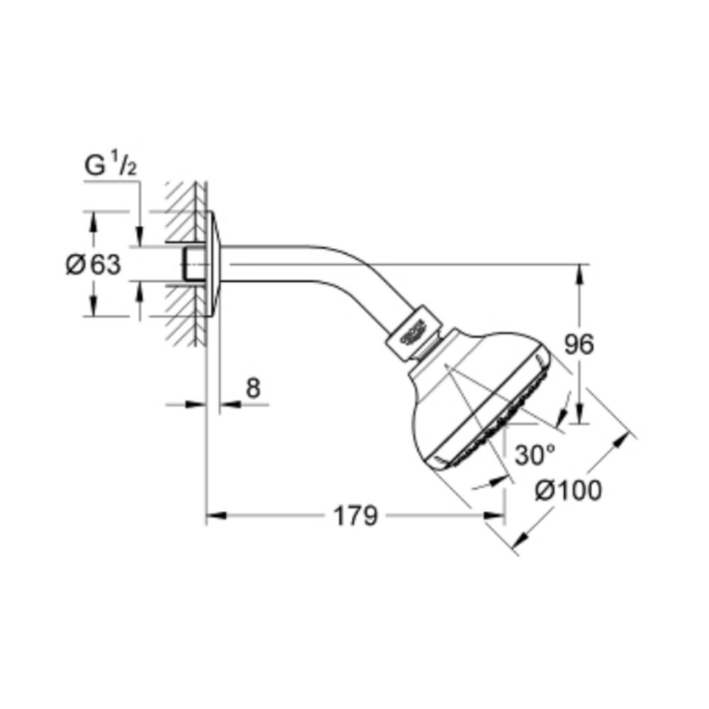 Bộ bát sen tắm gắn tường Tempesta 100 GROHE 27870001 - Ảnh 3