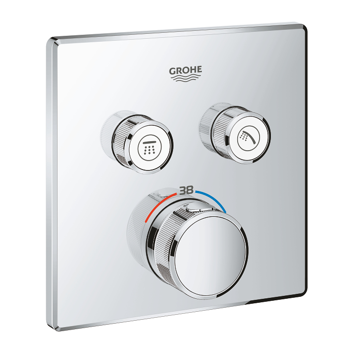 Mặt điều khiển sen tắm ổn nhiệt Grohtherm SmartControl vuông 2 chế độ GROHE 29124000 - Ảnh 4