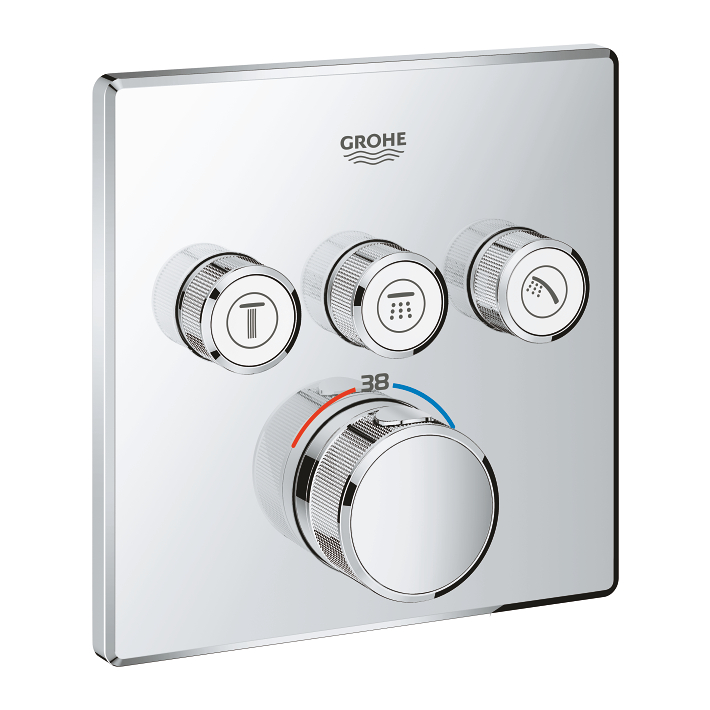 Mặt điều khiển sen tắm ổn nhiệt Grohtherm SmartControl vuông 3 chế độ GROHE 29126000 - Ảnh 4
