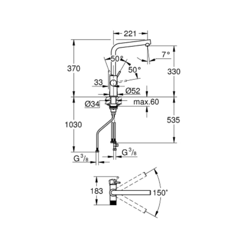 Vòi bếp nóng lạnh Blue Pure Minta GROHE 30588000 - Ảnh 3