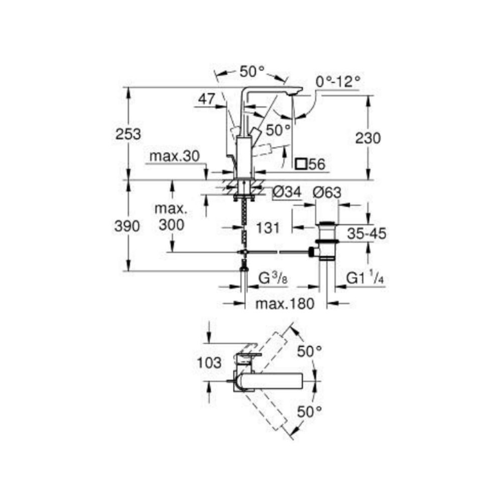 Vòi chậu nóng lạnh Allure L-size GROHE 32146001 - Ảnh 3