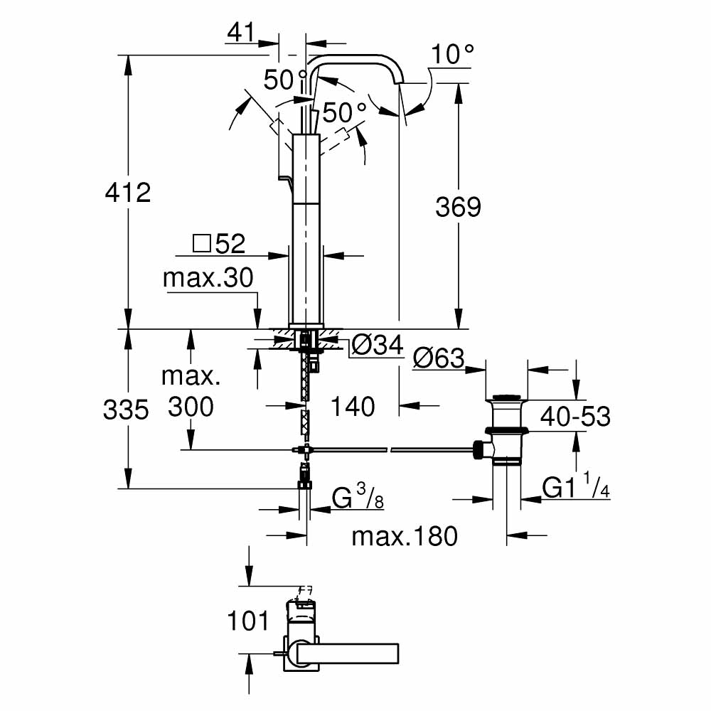 Vòi chậu nóng lạnh Allure GROHE 32249000 - Ảnh 3