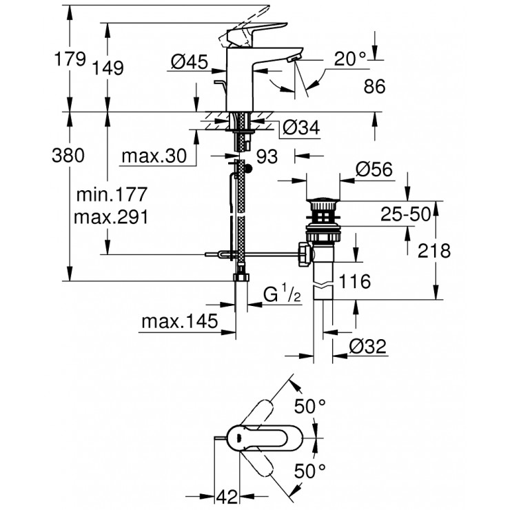 Vòi chậu nóng lạnh BauEdge S-size GROHE 32819000 - Ảnh 3
