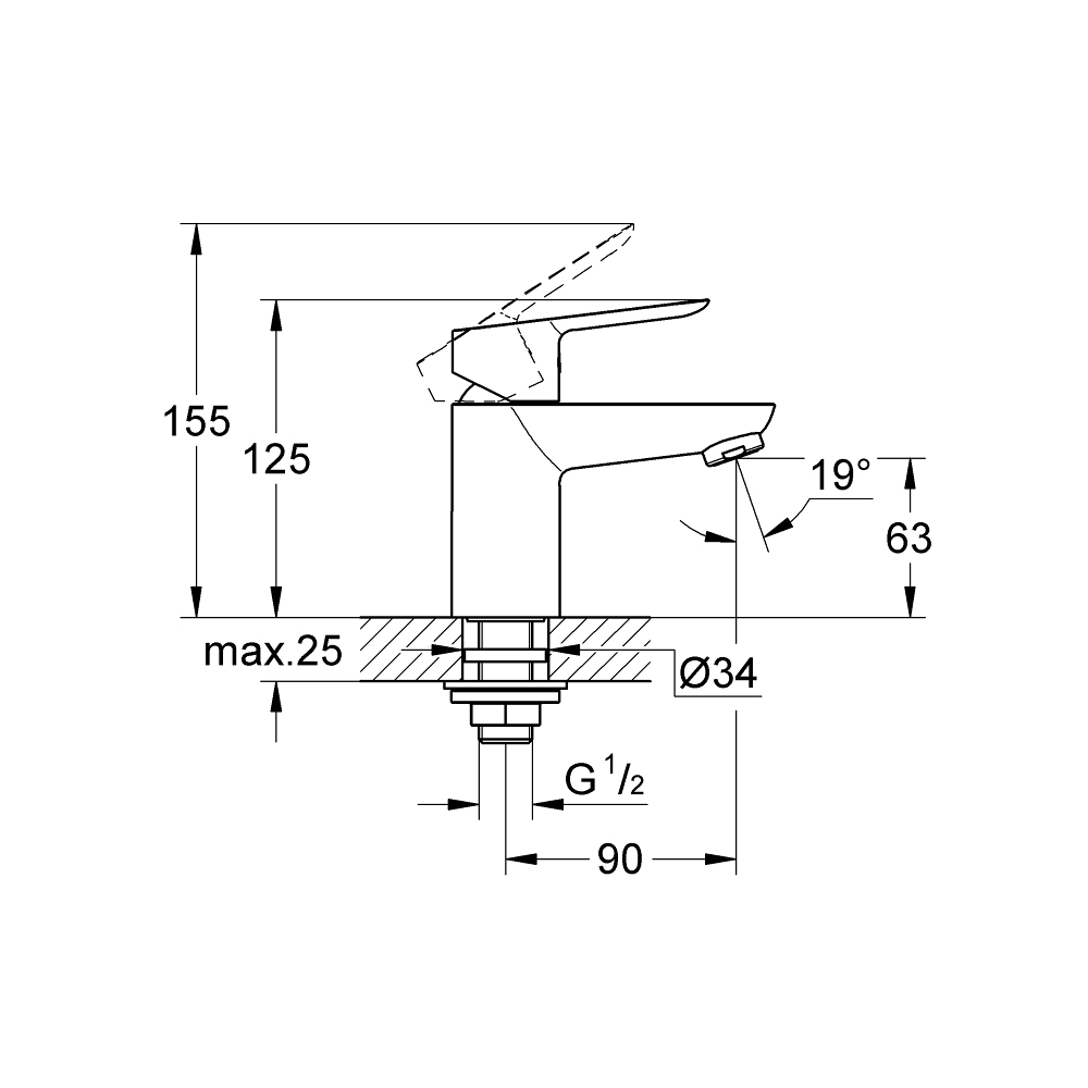 Vòi chậu nóng lạnh BauEdge GROHE 32861000 - Ảnh 3