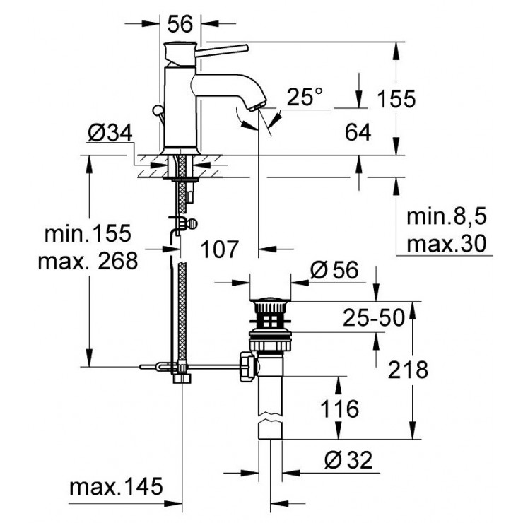 Vòi chậu nóng lạnh BauClassic S-size GROHE 32862000 - Ảnh 9