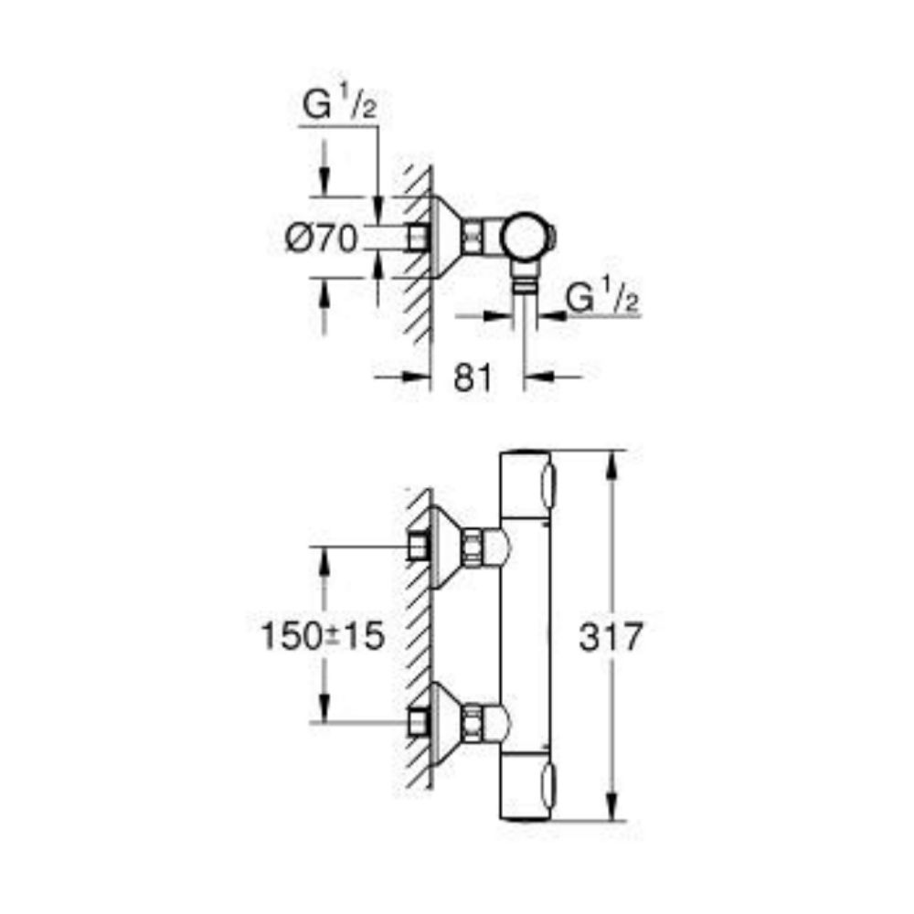 Củ sen tắm nhiệt độ Grohtherm 500 GROHE 34793000 - Ảnh 3