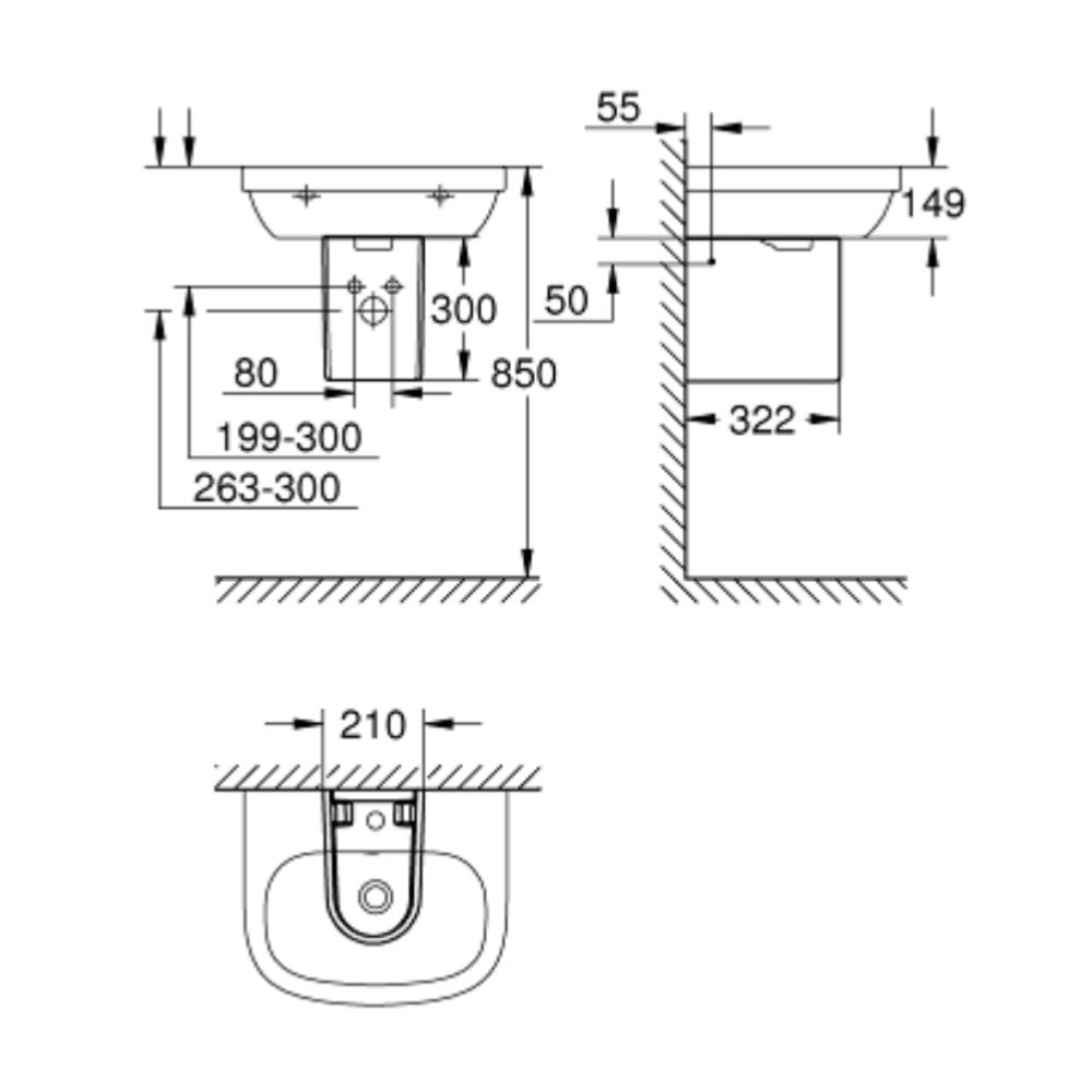 Chân chậu lavabo lửng Euro Ceramic GROHE 39201000 - Ảnh 3