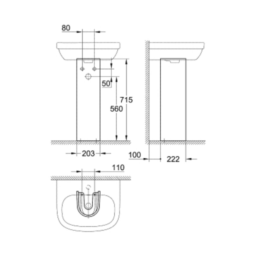 Chân chậu lavabo dài Euro Ceramic GROHE 39202000 - Ảnh 3