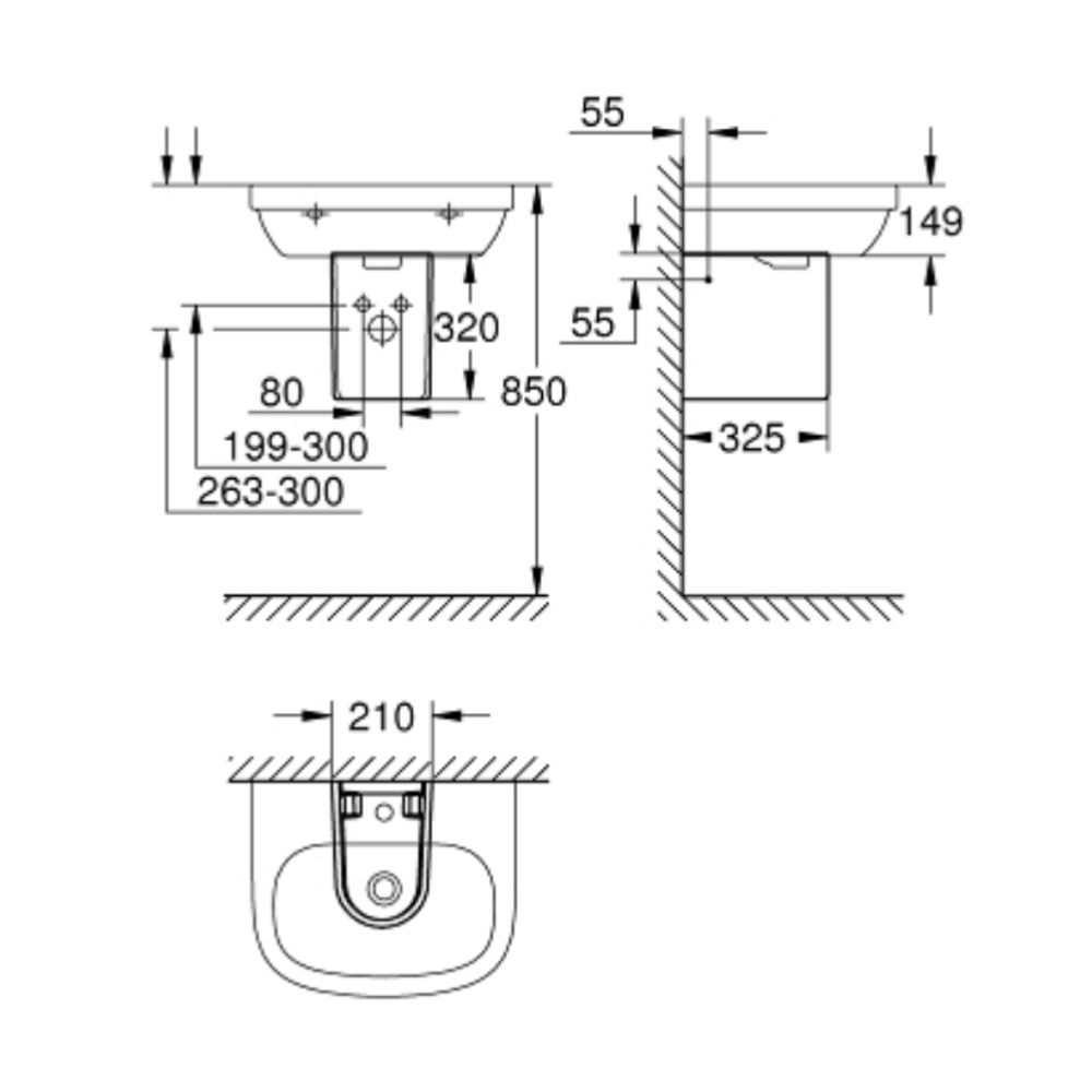 Chân chậu lavabo lửng Euro Ceramic GROHE 39325000 - Ảnh 3