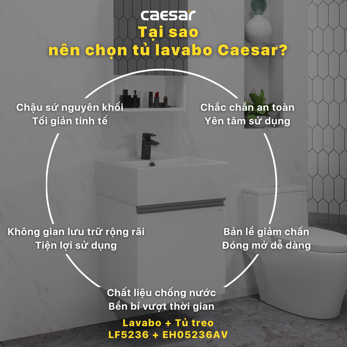 Lavabo + Tủ Treo - LF5236 + EH05236AV - Ảnh 4