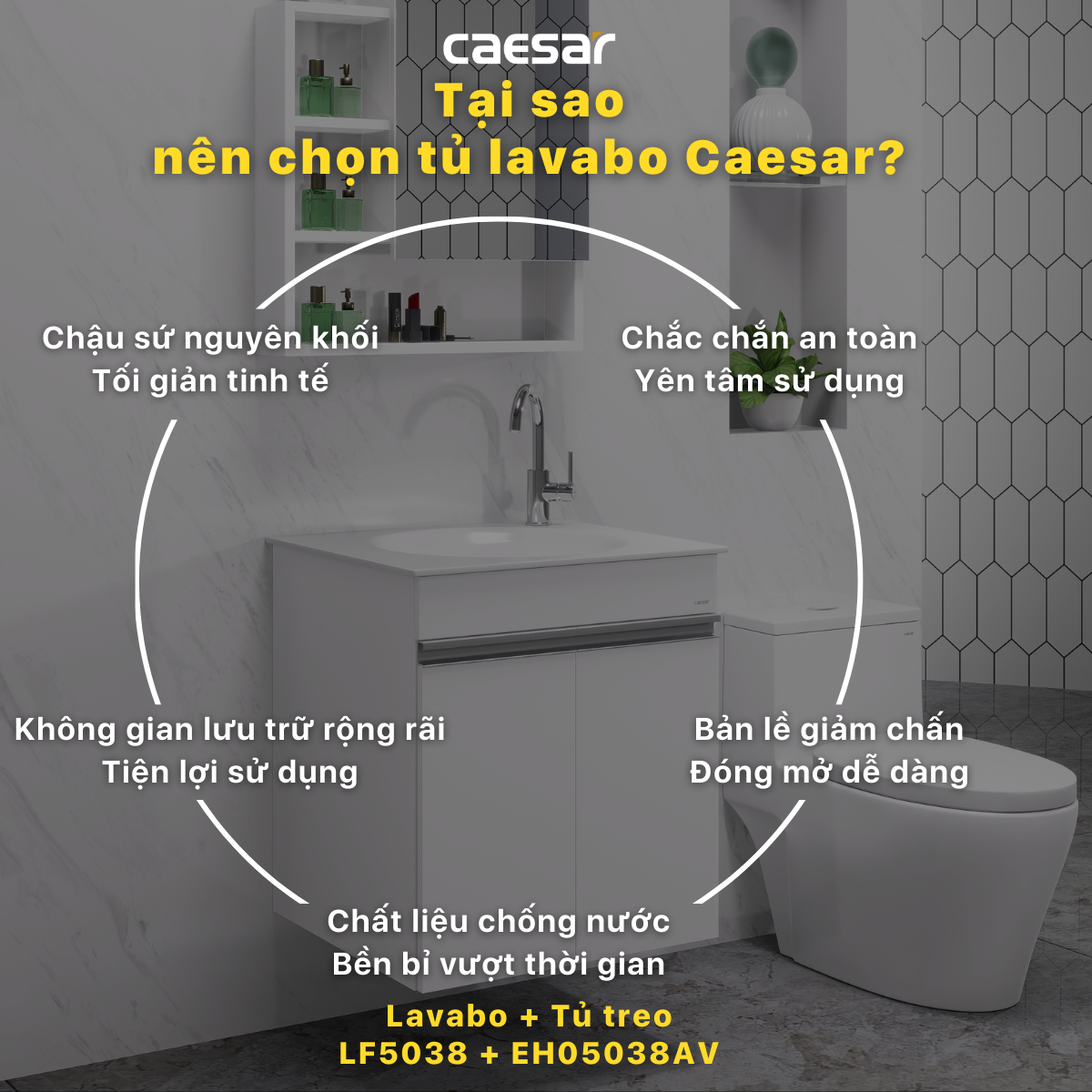 Lavabo + Tủ Treo - LF5038 + EH05038AV - Ảnh 4