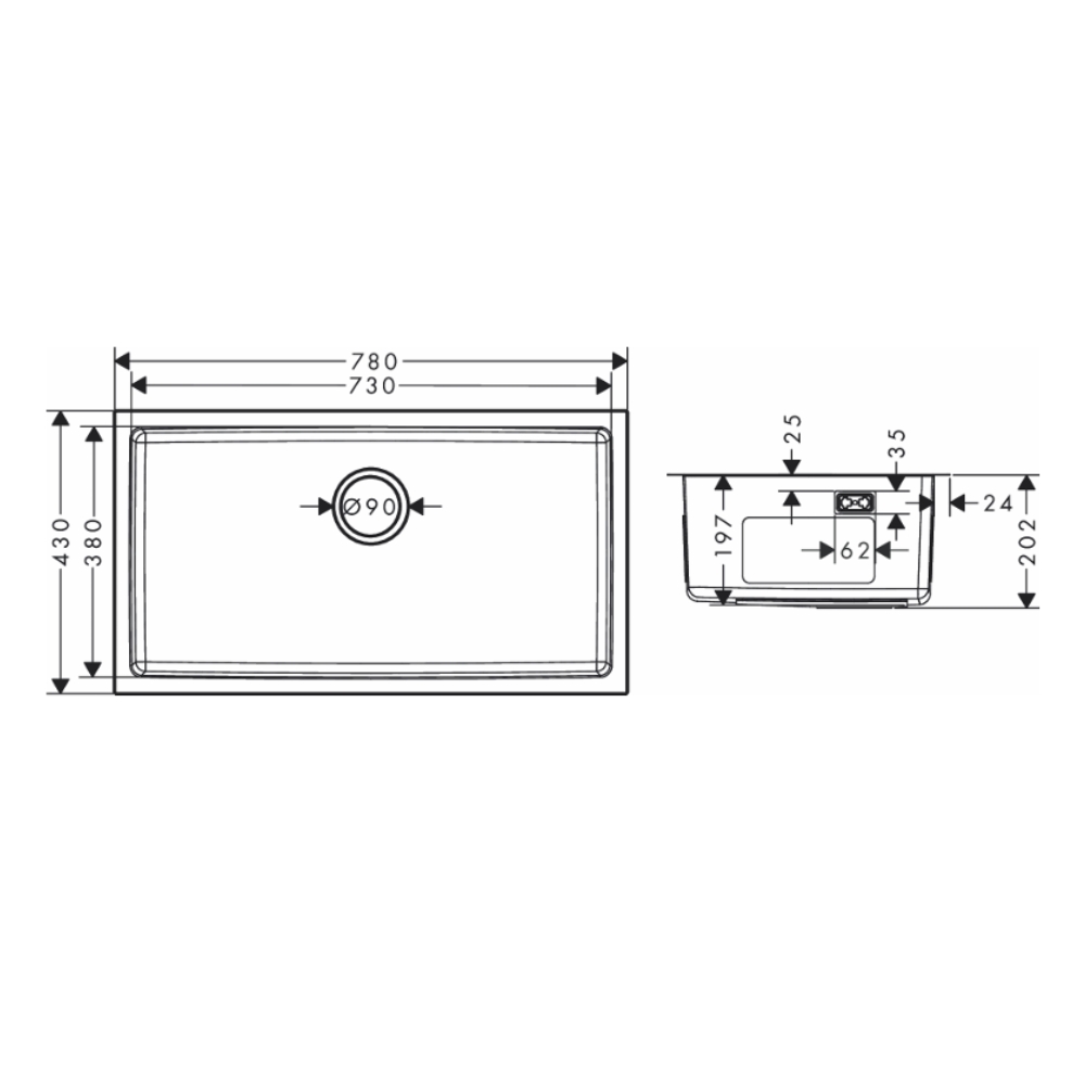 Chậu rửa chén 1 hố thép không gỉ S43 Hansgrohe 43454807 - Ảnh 4