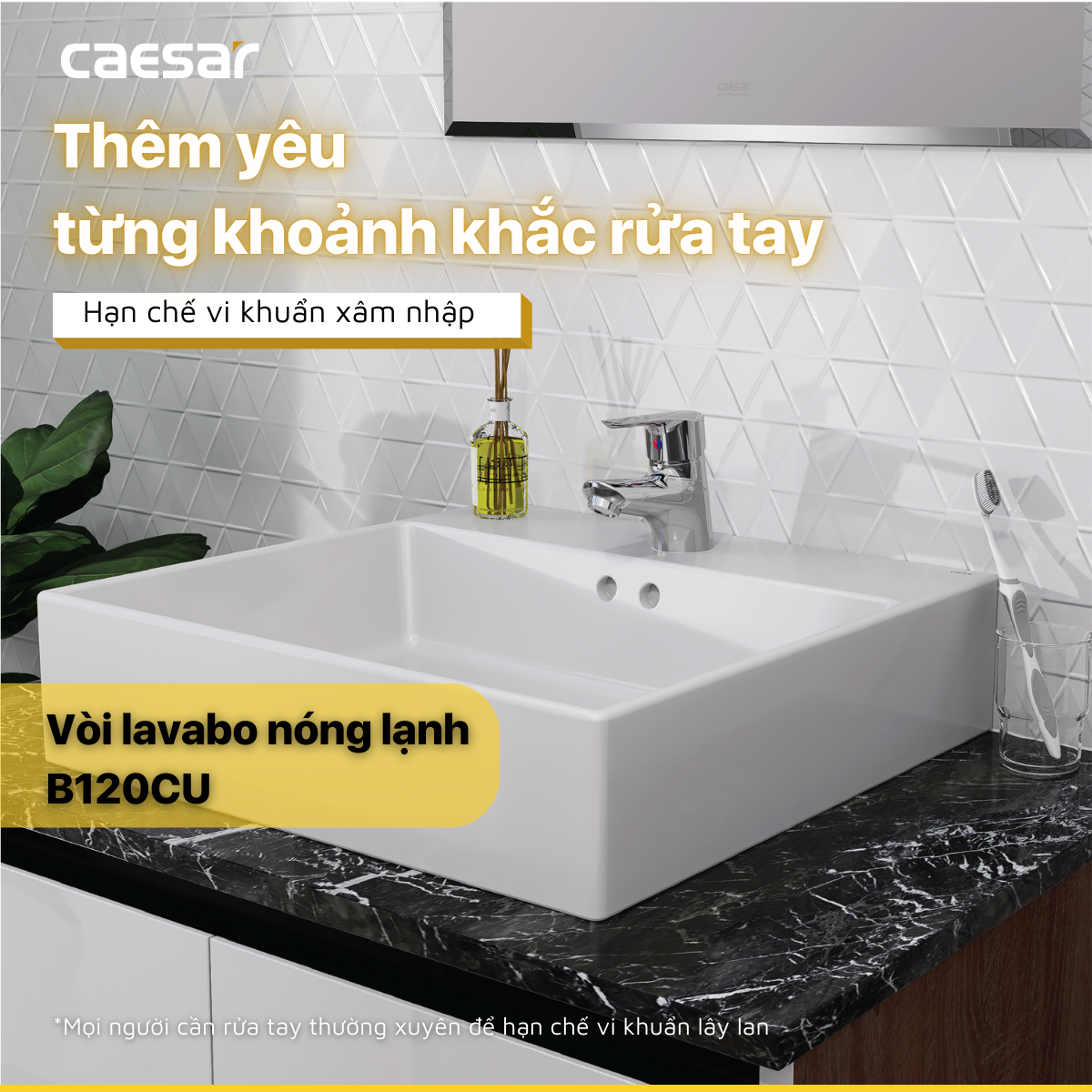 Vòi lavabo nóng lạnh B120CU - Ảnh 2