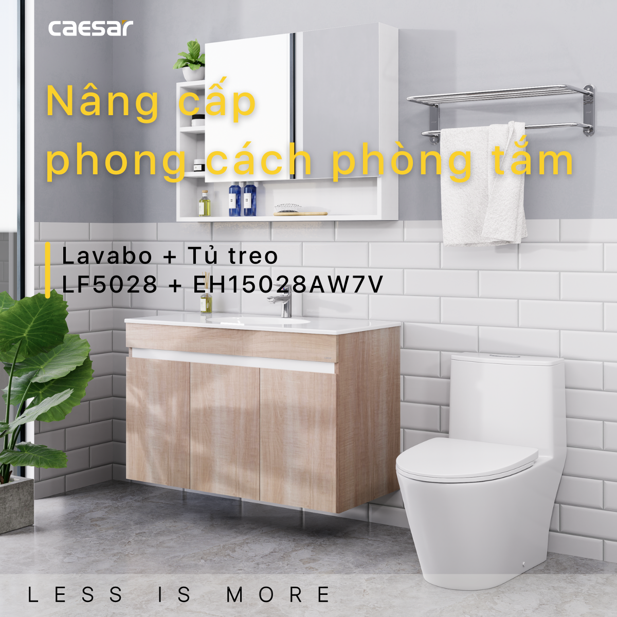 Lavabo kết hợp tủ treo lavabo - LF5028 + EH15028AW7V - Ảnh 2
