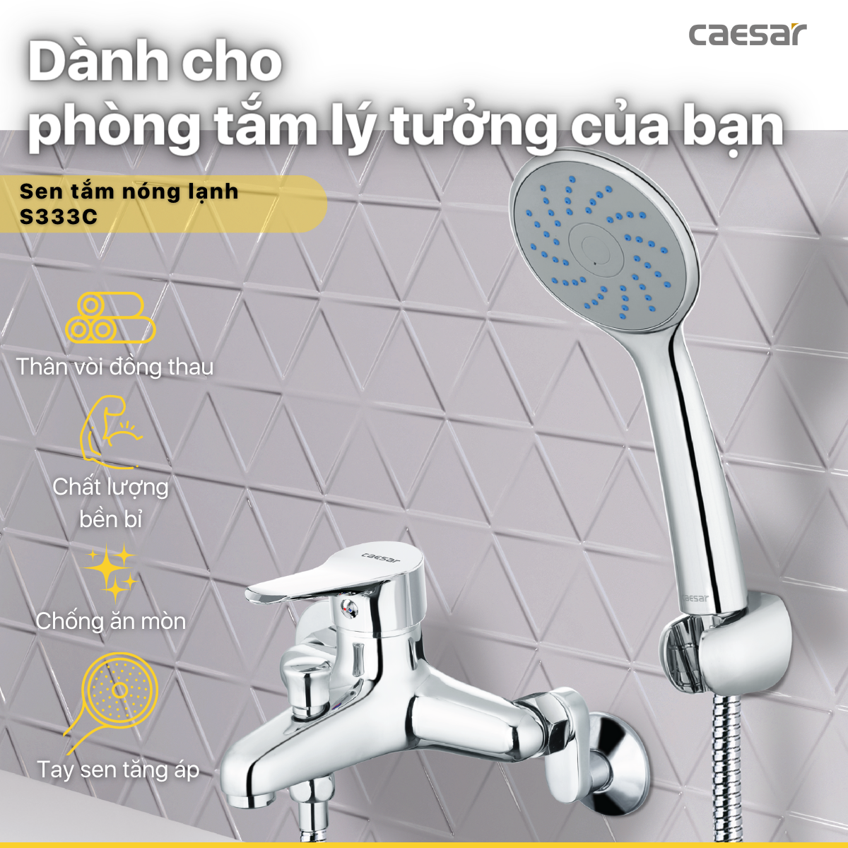 Vòi Sen Gạt Nóng Lạnh - S333C - Ảnh 2