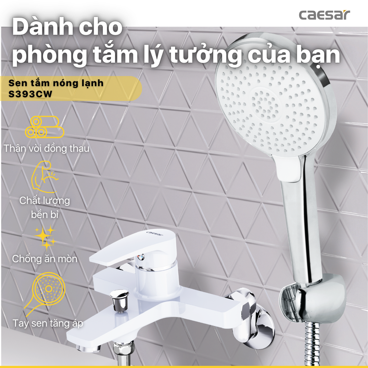 Vòi Sen Gạt Nóng Lạnh - S393CW - Ảnh 2