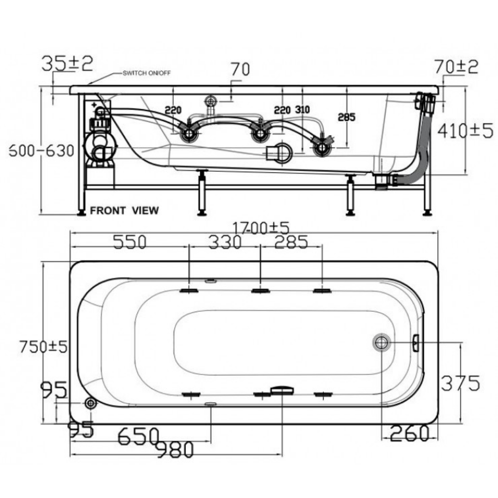 BỒN TẮM ACRYLIC THỦY LỰC AMERICAN STANDARD 70271-WT - Ảnh 2