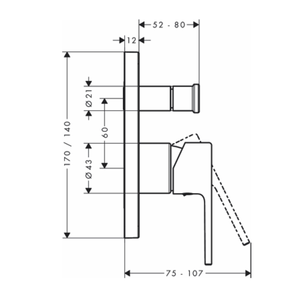 Van điều chỉnh nóng lạnh HG Vernis Shape Hansgrohe 71455007 - Ảnh 3