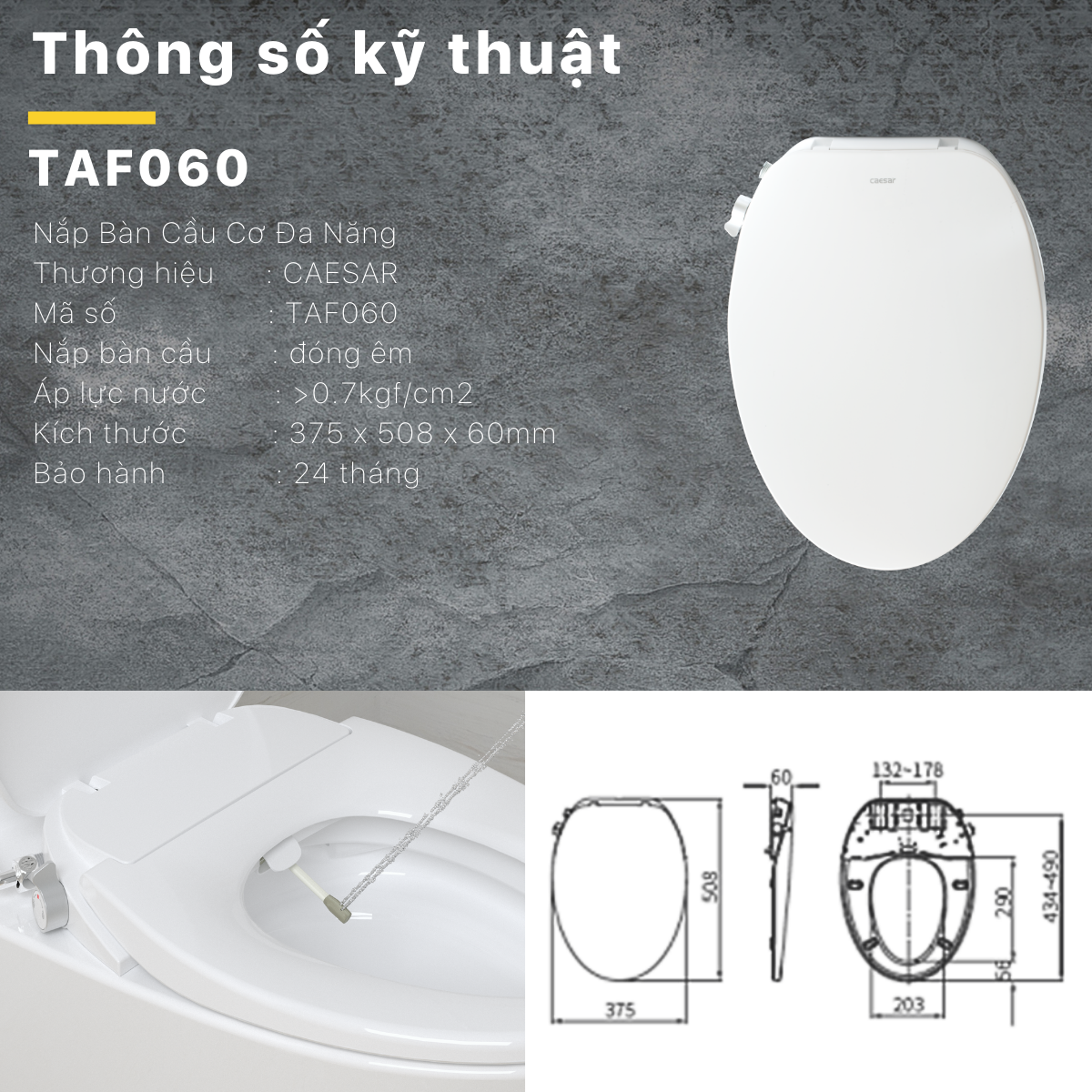 Nắp bàn cầu cơ thông minh TAF060 - Ảnh 9
