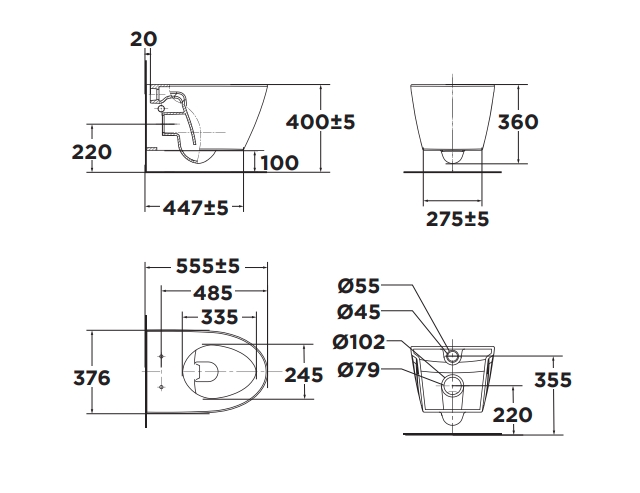BỒN CẦU TREO TƯỜNG AMERICAN STANDARD VF-3119V - Ảnh 2