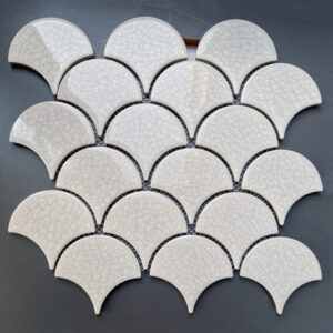 Gạch Mosaic Vảy Cá Màu Trắng Men Rạn XFB90003