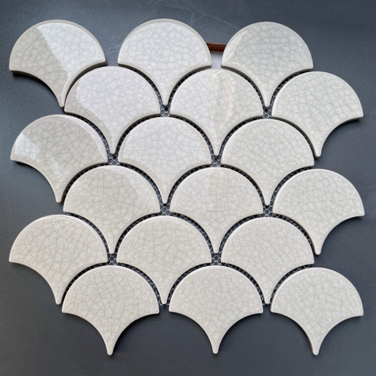 Gạch Mosaic Vảy Cá Màu Trắng Men Rạn XFB90003