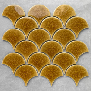 Gạch Mosaic Vảy Cá Màu Vàng Men Rạn XFB90070