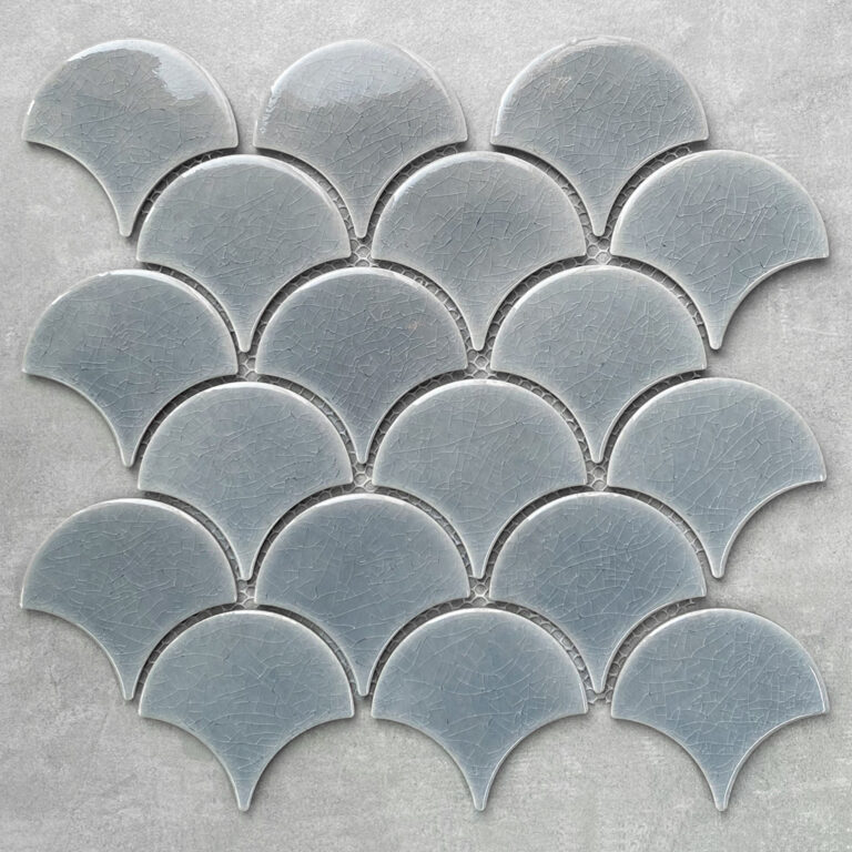 Gạch Mosaic Vảy Cá Màu Xám Men Rạn SH-FA90022