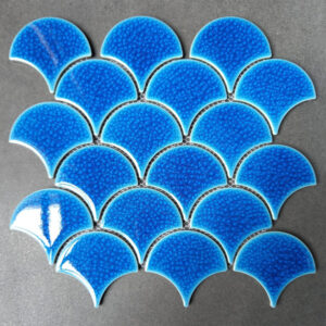 Gạch Mosaic Vảy Cá Màu Xanh Men Rạn XFB90066