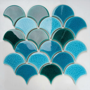 Gạch Mosaic Vảy Cá Màu Xanh Mix Men Rạn XFB90016.25.11