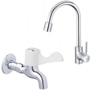 Combo Vòi Bếp Nóng Lạnh Và Vòi Lạnh Gắn Tường Caesar K325C + W027C