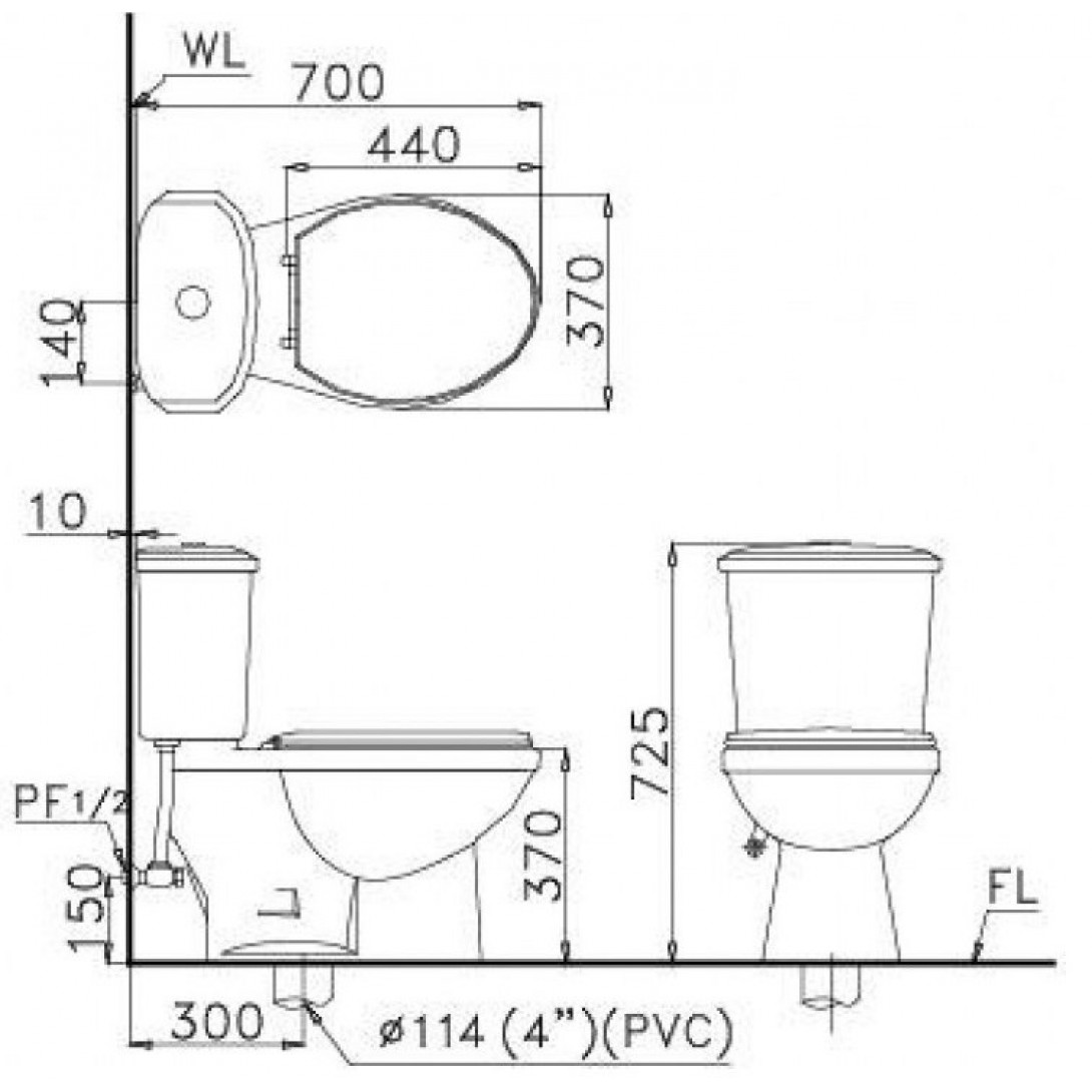 Combo Caesar C2 CT1338 + L2152 Bồn Cầu 2 Khối Và Lavabo Treo Tường - Ảnh 3