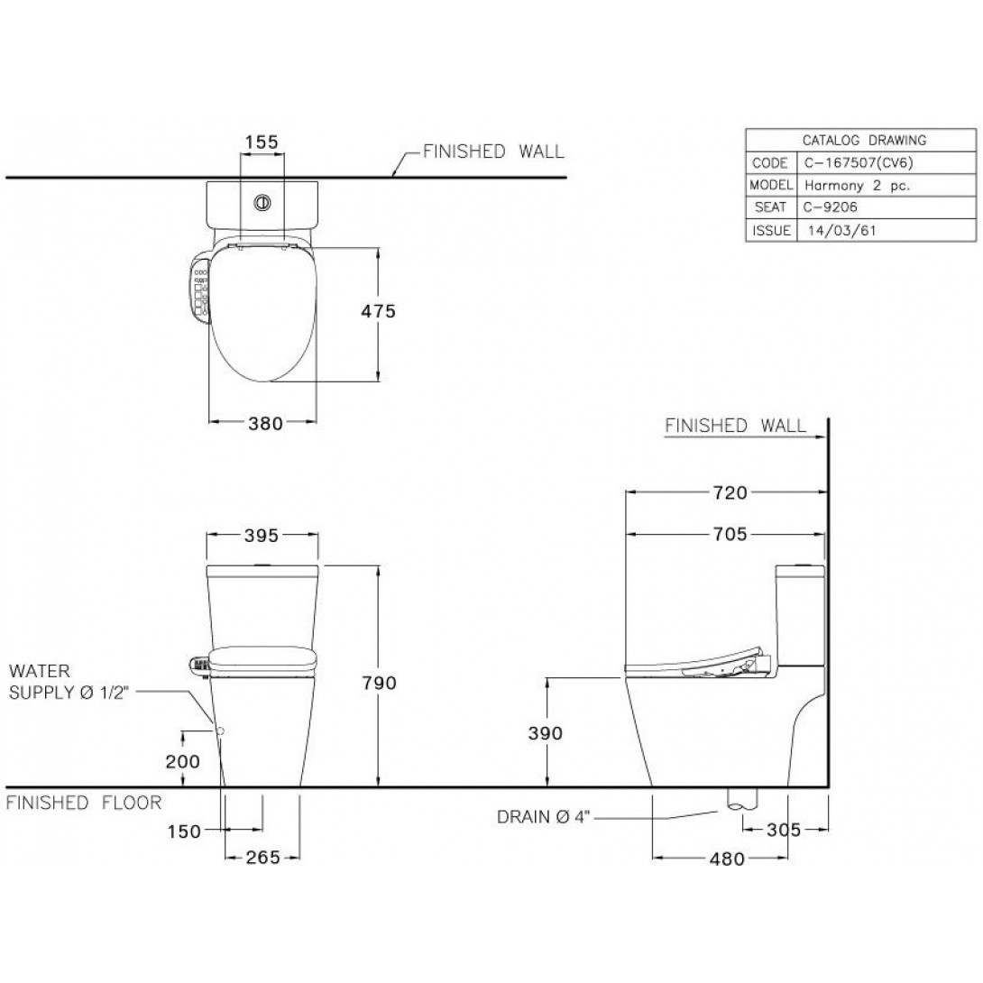 Bàn Cầu COTTO C110507(CV6) Nắp Điện Tử Harmony - Ảnh 3