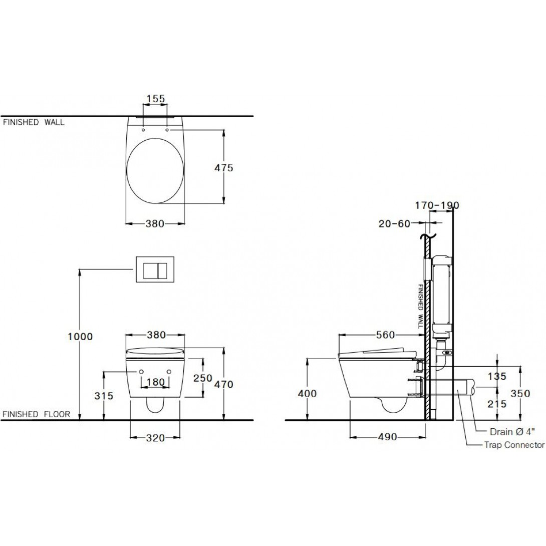 Bồn Cầu Treo Tường Cotto SC19517(F) Simply Modish - Ảnh 3