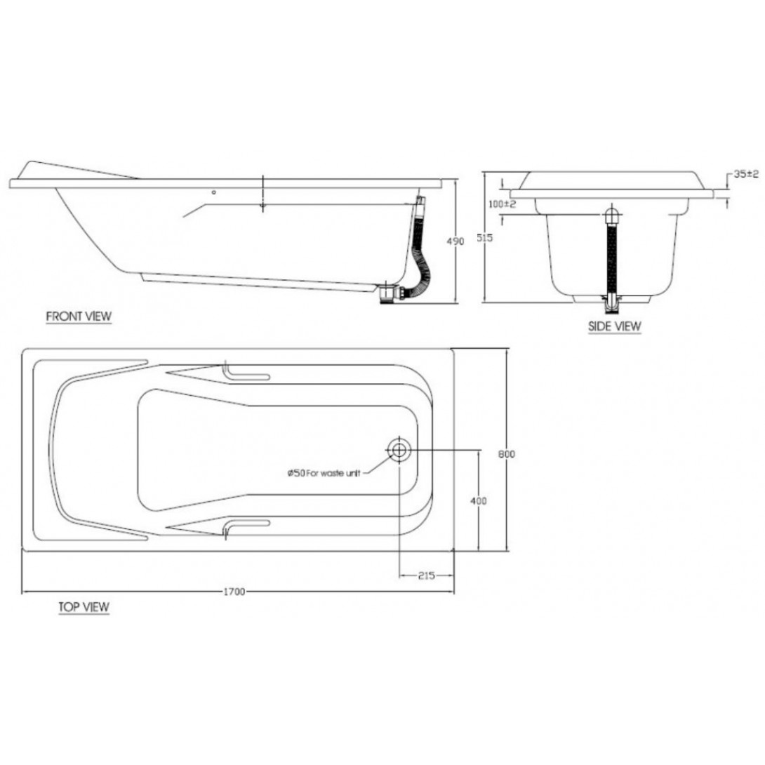 Bồn Tắm Xây American Standard 7120-WT (7120WT) Tonca 1.7 Mét - Ảnh 3