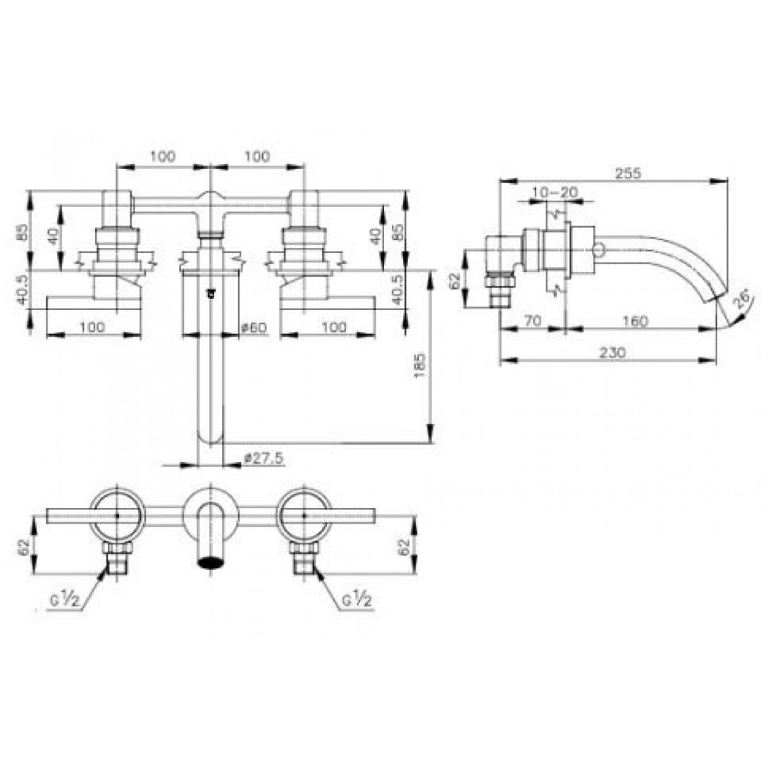 Vòi Lavabo COTTO CPF203A#GR2 Gắn Tường Nóng Lạnh Màu Vàng Quil - Ảnh 3